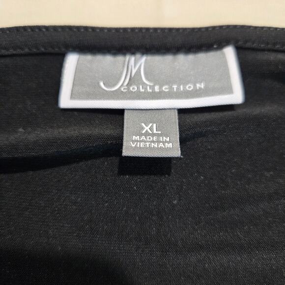 JM Collection Floral Embroidered Tunic Top Handkerchief Hem Sz XL Holidays - Picture 2 of 10